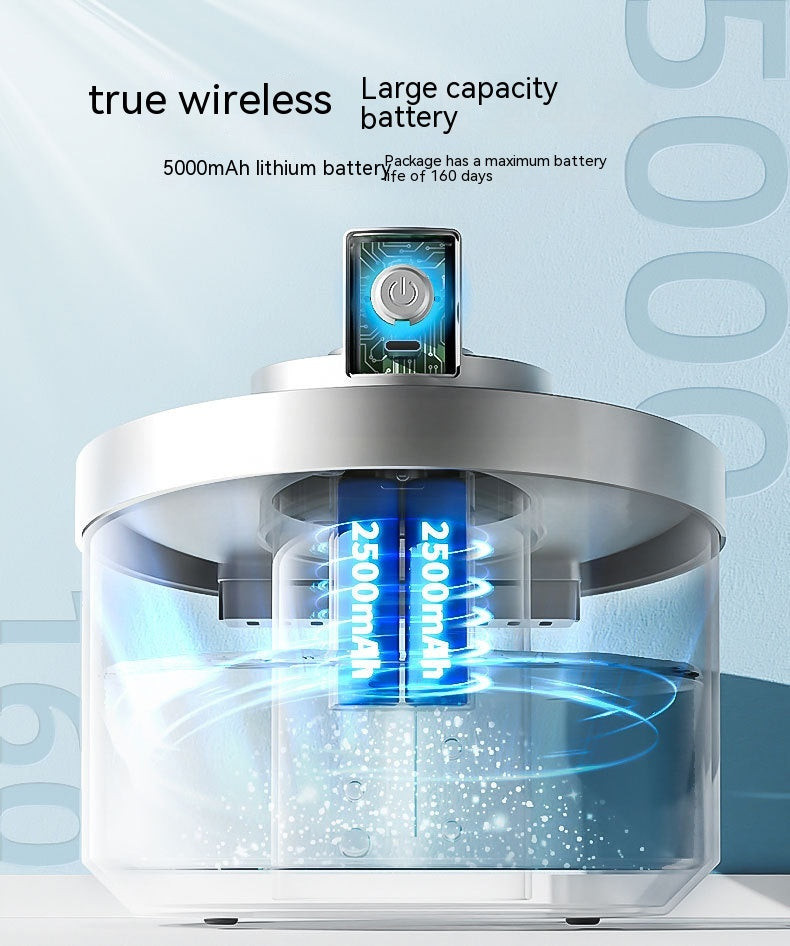 Cordless pet water dispenser placed anywhere in the home