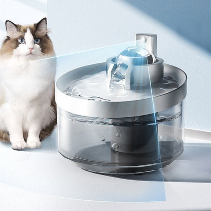 Furly cordless cat water fountain with clear tank and flowing water